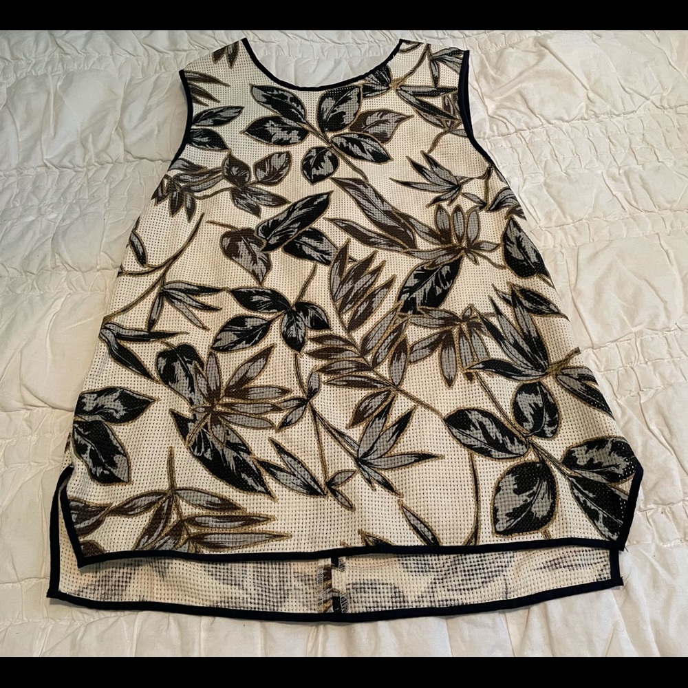 J. Crew Gold Foil Leaf Tank Top Blouse Woven